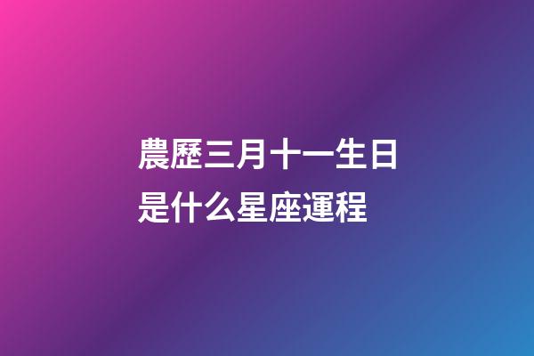 農歷三月十一生日是什么星座運程 (陽歷十一月三日出生的是什么星座)-第1張-觀點-玄機派